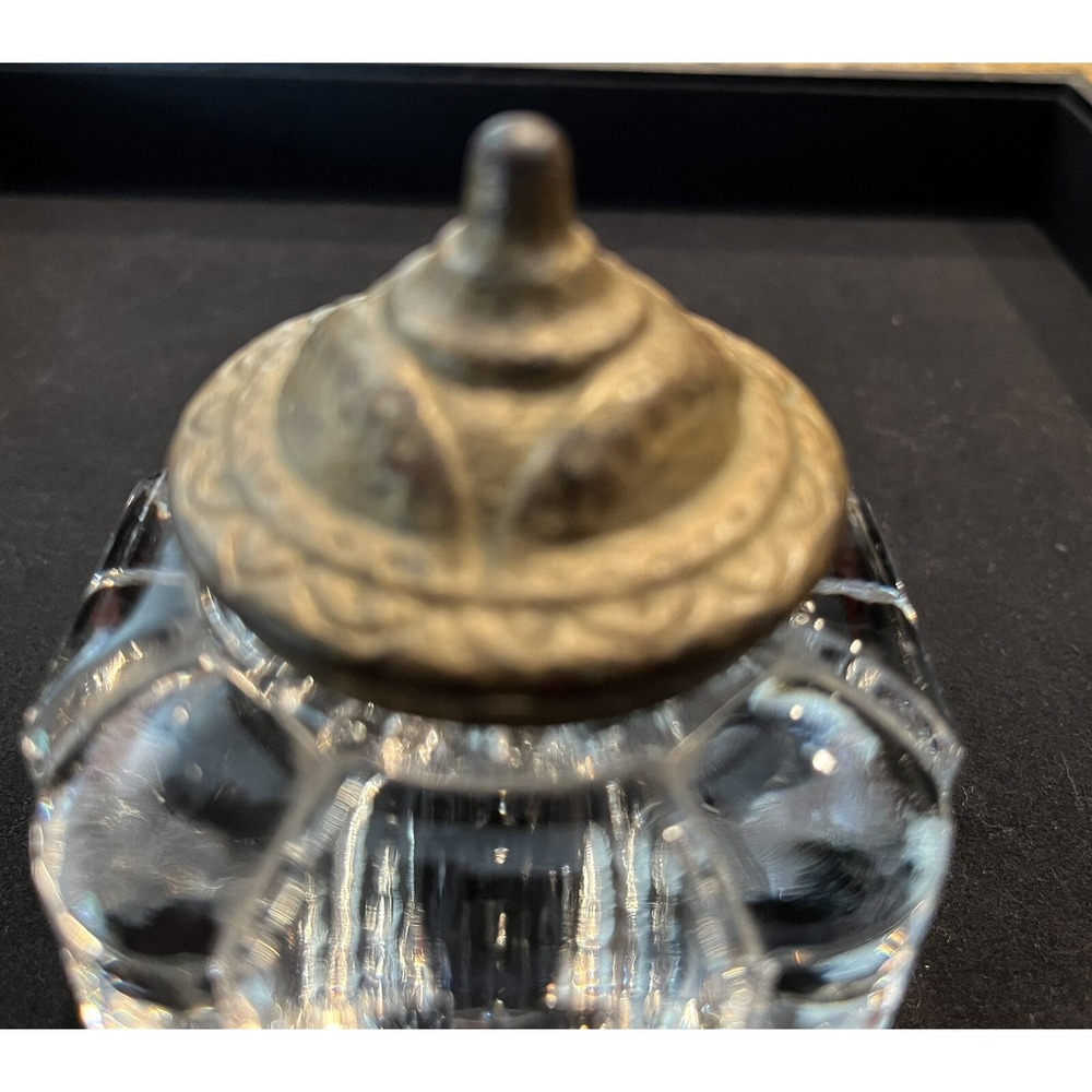 Antique Heavy Glass Inkwell -Late 1800's Part Of A Set? - Beautiful Accent Piece - Picture 6 of 6